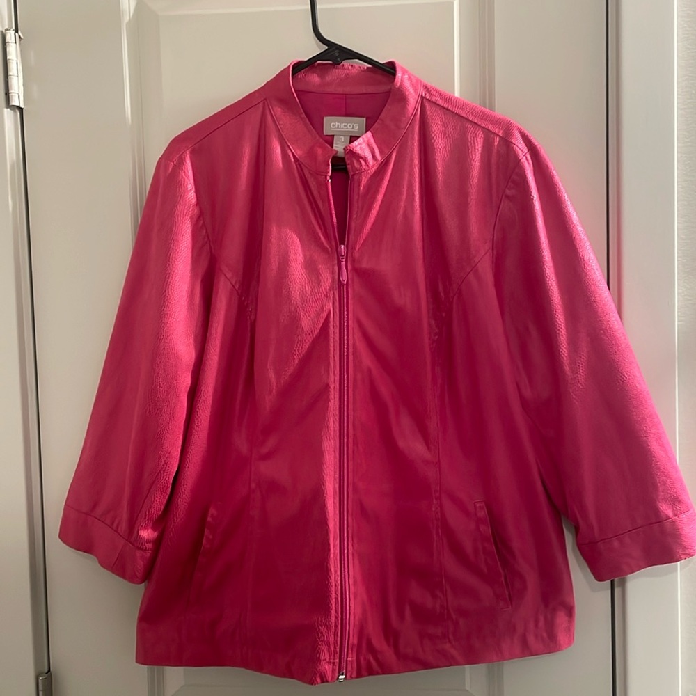 Chico’s hot pink/fuchsia bomber style jacket